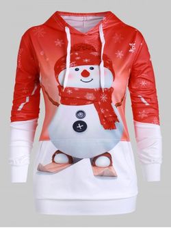 Más el tamaño del muñeco de Impresión frontal de bolsillo con capucha de Navidad - RED - 5X