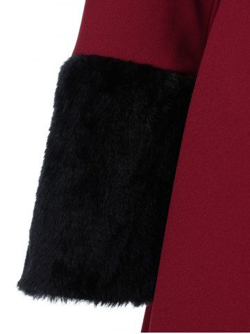 

Plus Size Contrast Hooded Longline Coat, Red wine