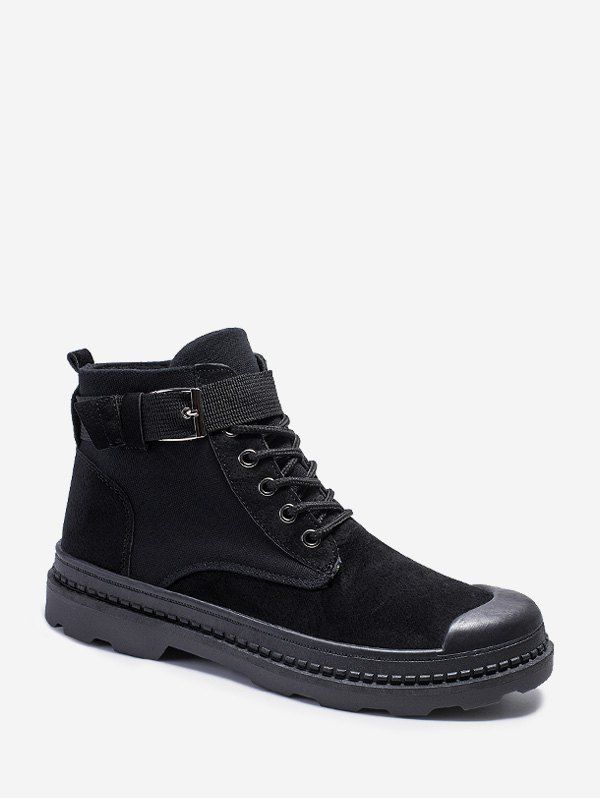 

Buckle Strap Cargo Ankle Boots, Black