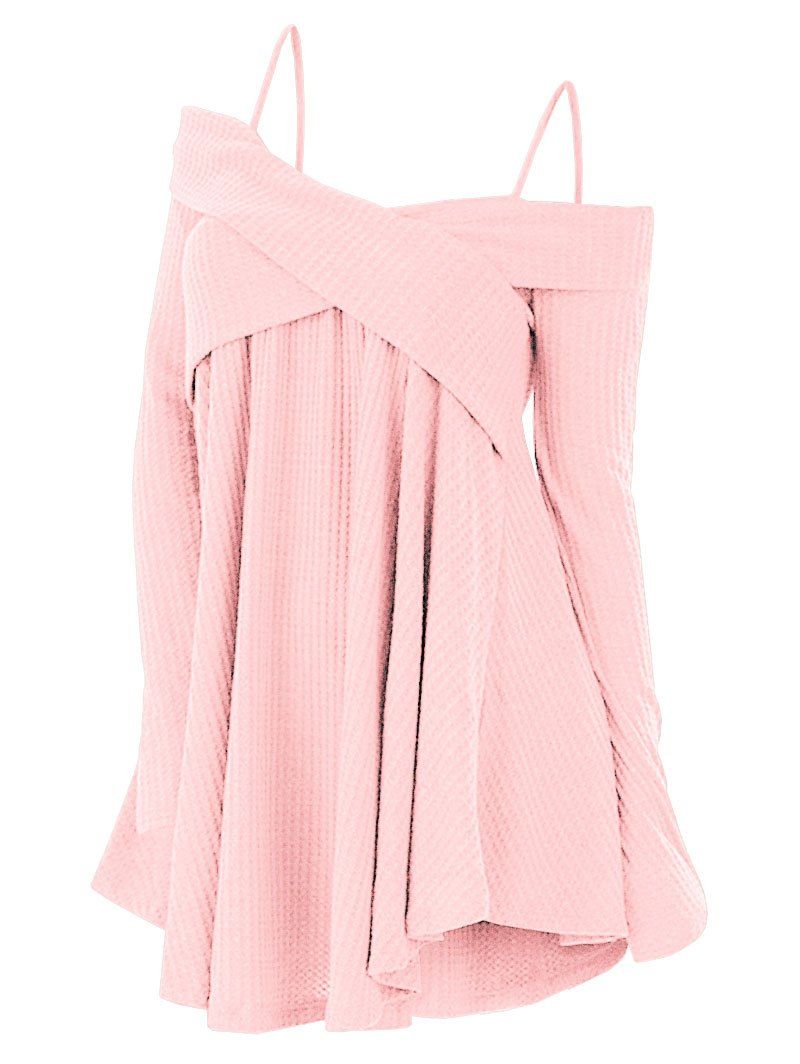 

Plus Size Criss Cross Open Shoulder Knit Top, Pink