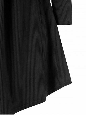 

Plus Size Ribbed Ruched Peplum Knitwear, Black