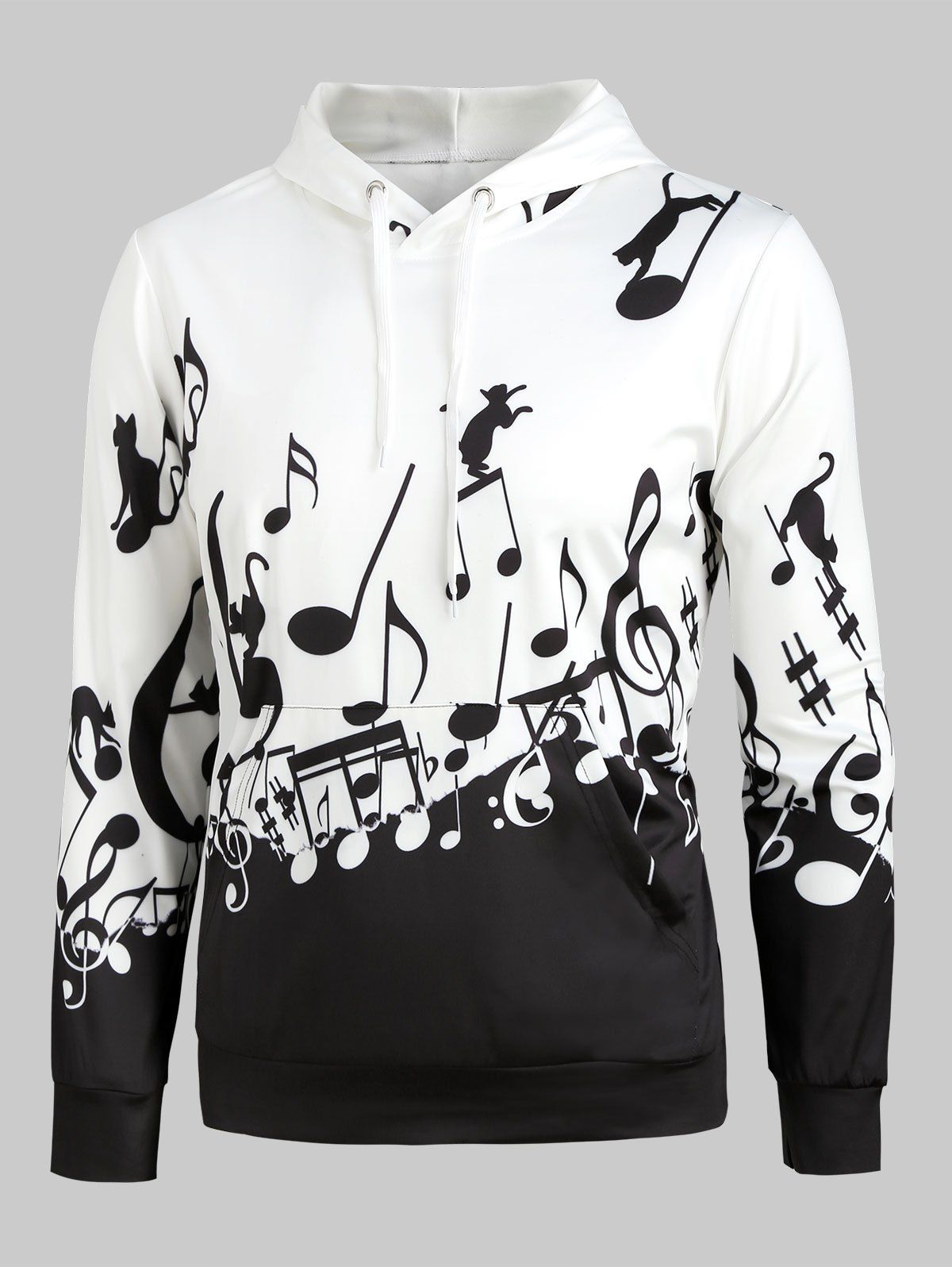 

Mouse Musical Note Print Hoodie, White