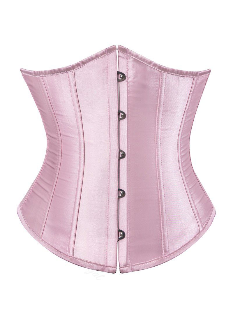 

Plus Size Lace-up Boned Satin Corset, Pink