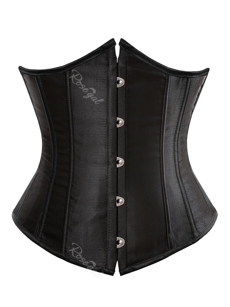 

Plus Size Lace-up Boned Satin Corset, Black