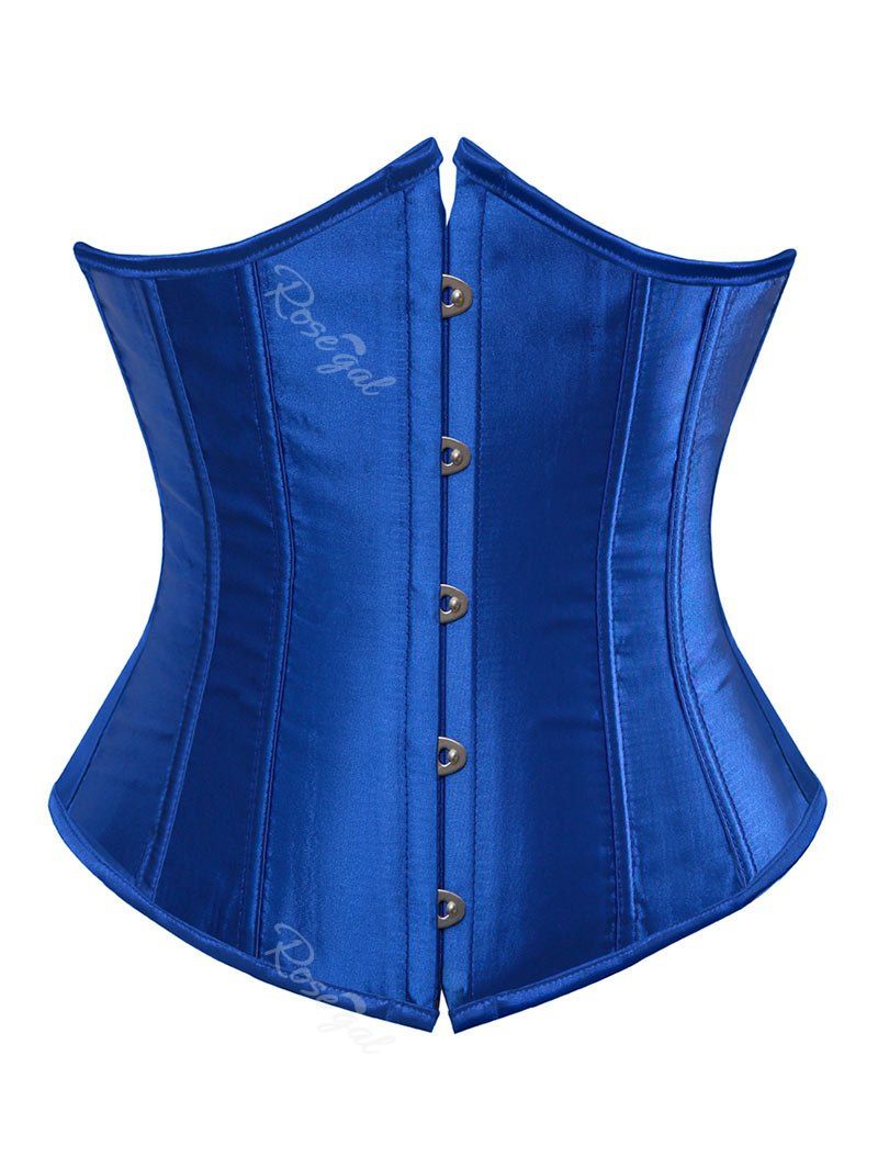 

Plus Size Lace-up Boned Satin Corset, Dodger blue