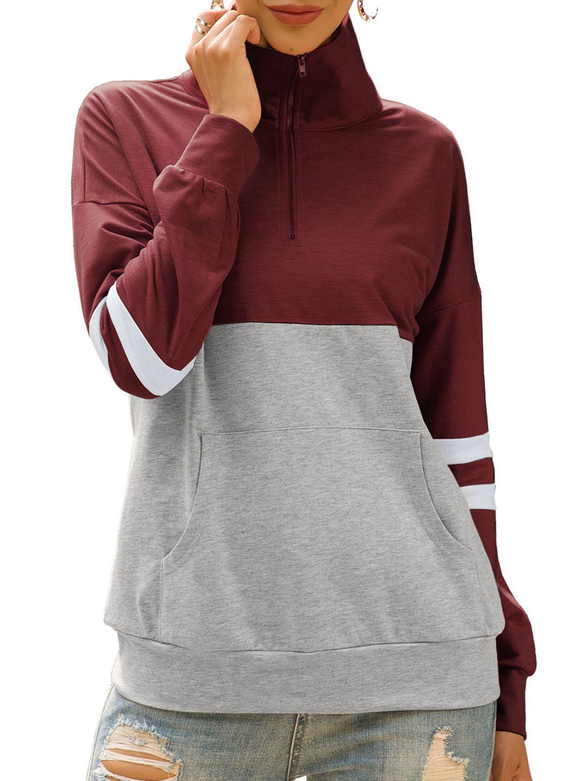 colorblock half zip sweatshirt