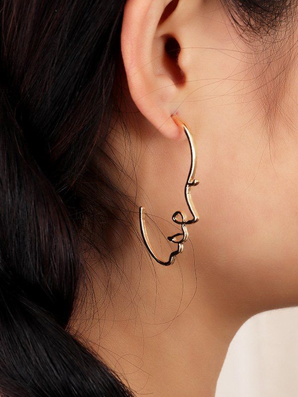 

Metal Alloy Face Earrings, Gold
