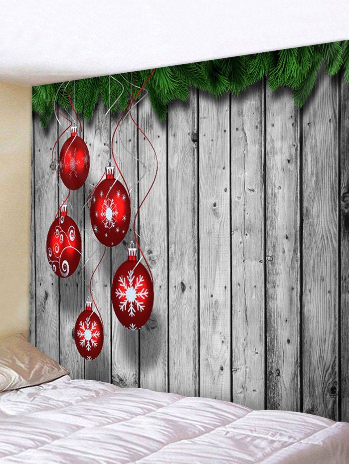 

Christmas Snowflake Ball Wooden Pattern Tapestry, Gray