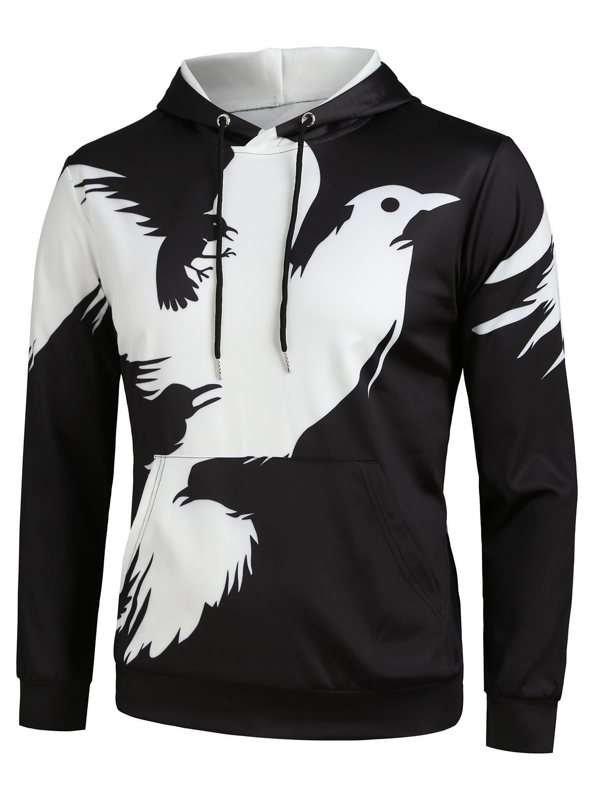 

Eagle Print Pocket Hoodie, Black