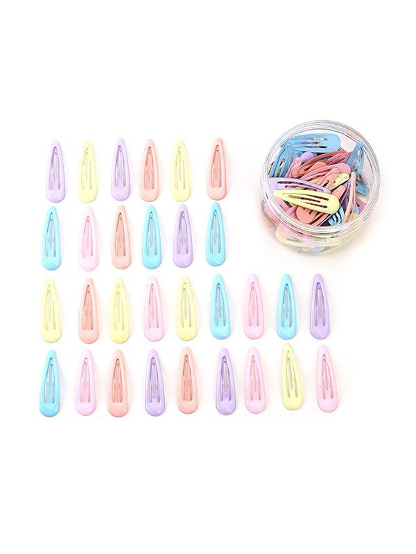 

30Pcs Metal Water Drop Hair Clips Set, Multi-a