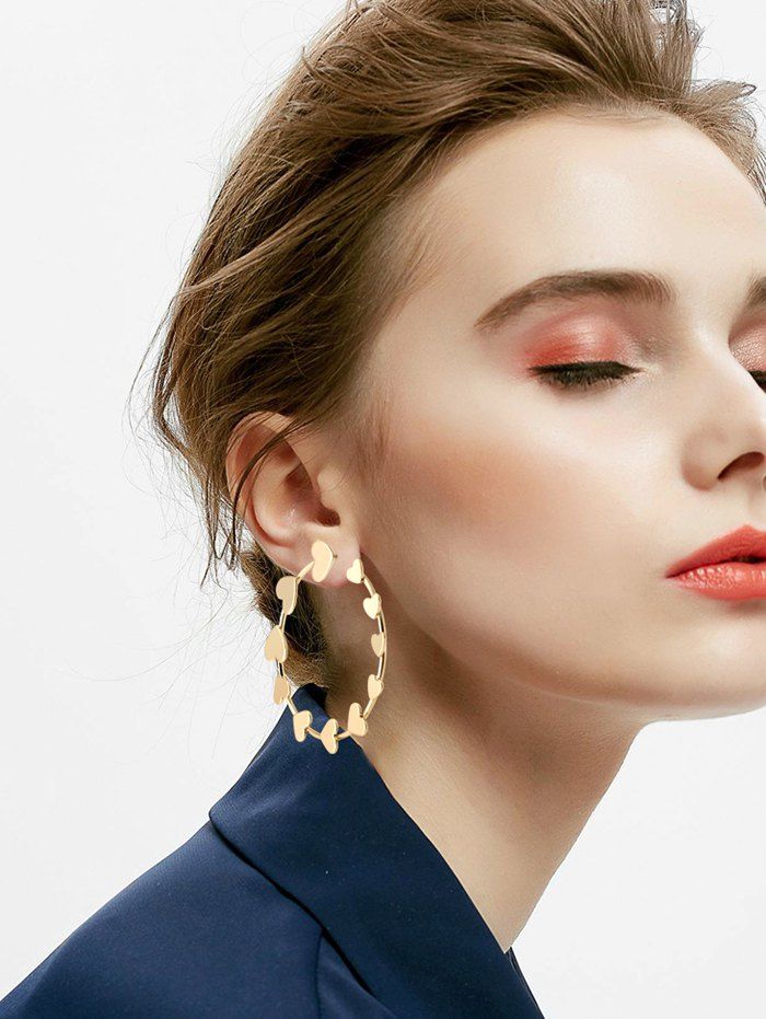 

Alloy Heart Circle Earrings, Gold