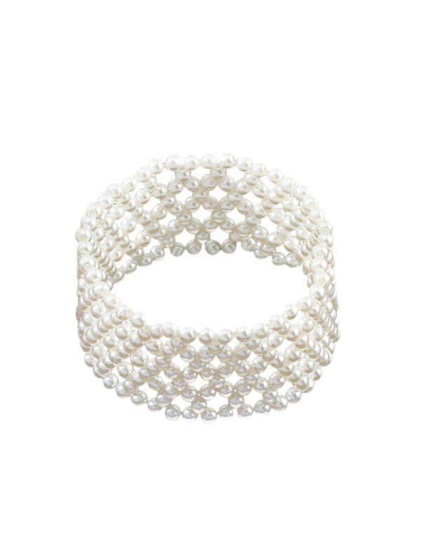 

Multilayered Faux Pearl Beaded Bracelet, White