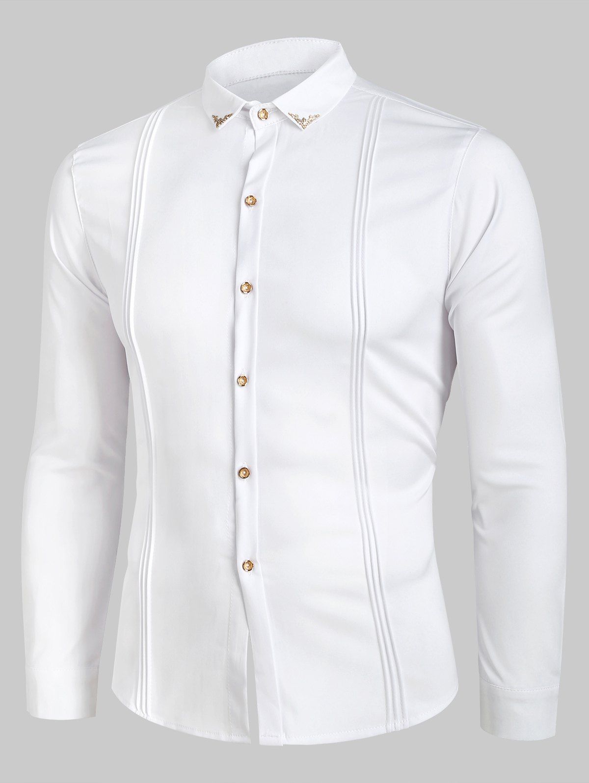 35 Off Long Sleeve Metal Design Button Up Slim Fit Shirt Rosegal