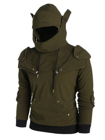 Long Sleeve Rivet Pullover Hoodie
