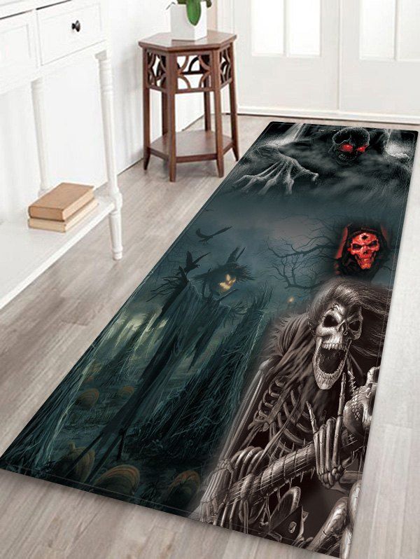 

Halloween Gothic Ghost Pattern Print Flannel Floor Mat, Smokey gray