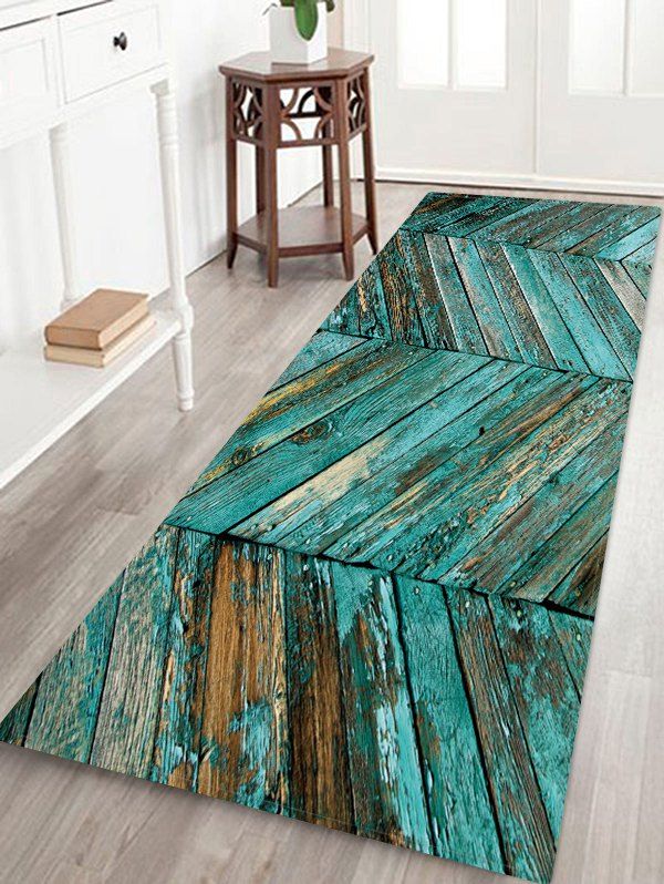 

Plank Pattern Print Flannel Floor Mat, Multi