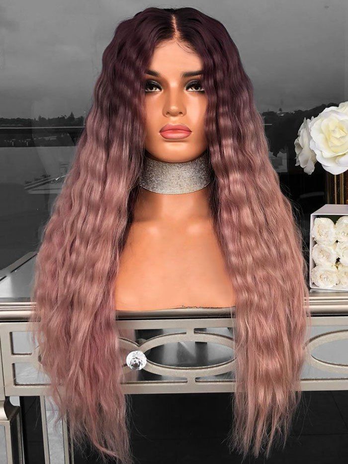

Long Center Part Halloween Ombre Synthetic Yaki Wig, Orange pink