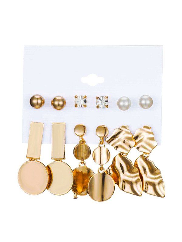 

Geometric Disc Irregular Drop Stud Earrings Set, Gold