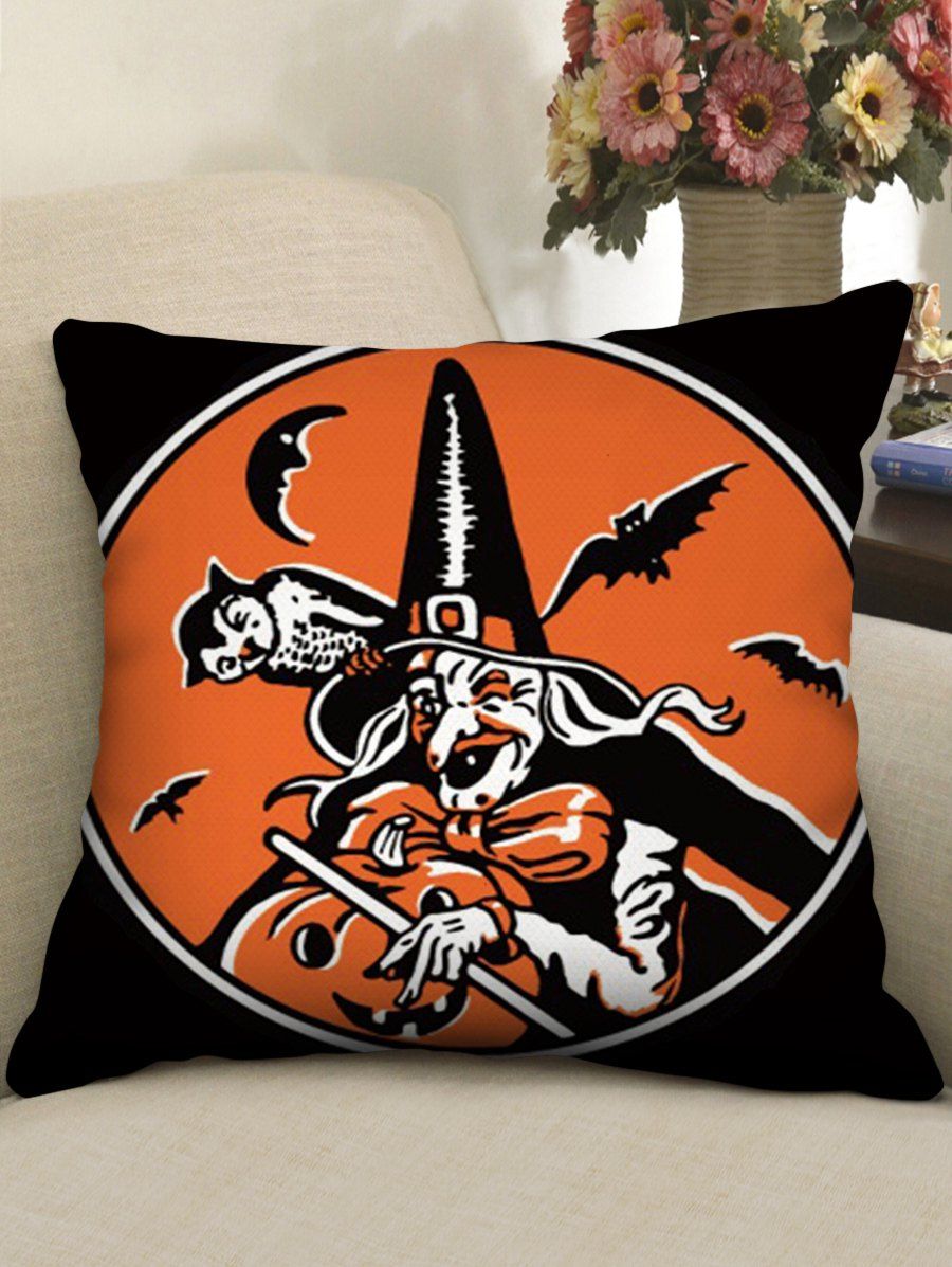 

Halloween Theme Patterned Decorative Pillowcase, Multi-a