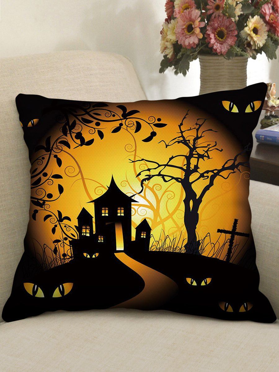 

Halloween Theme Patterned Decorative Pillowcase, Multi-b