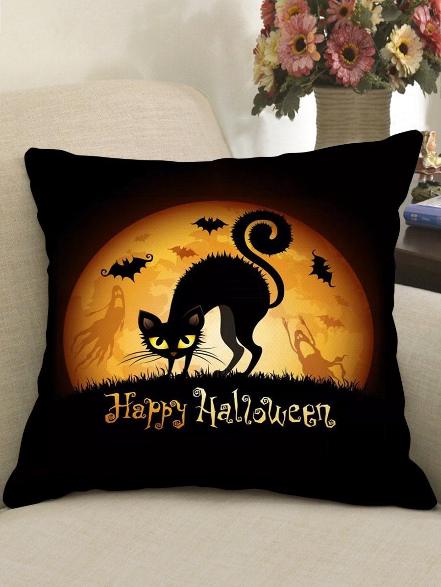 

Halloween Theme Patterned Decorative Pillowcase, Multi-c