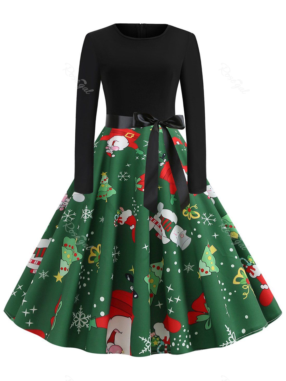 Plus Size Vintage Christmas Printed Party Swing Dress [36% OFF] | Rosegal