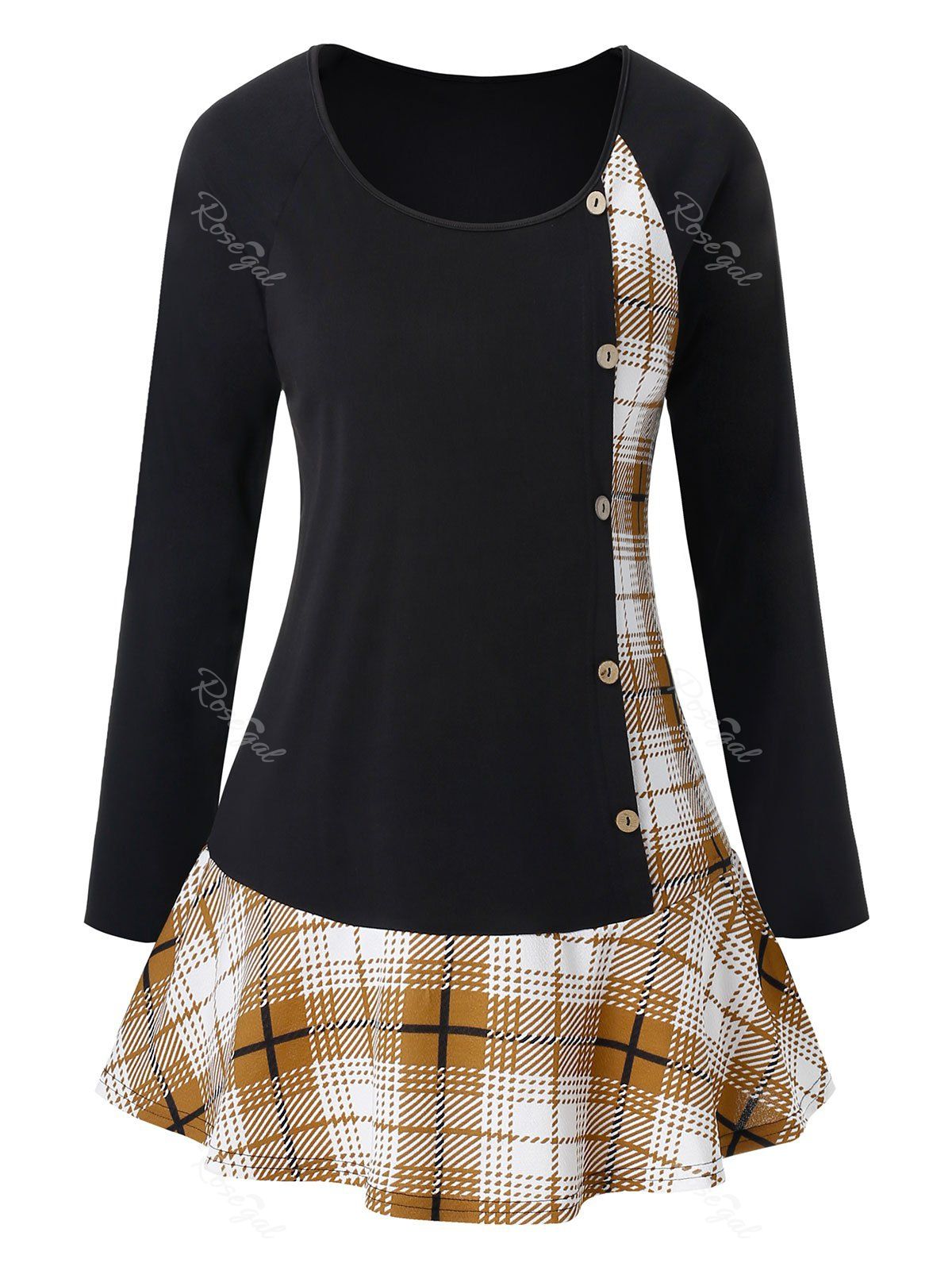

Plus Size Flounce Plaid 3D Galaxy Santa Claus Print T-shirt, Dark goldenrod