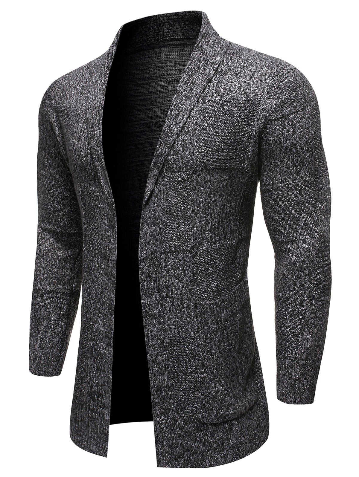 

Solid Color Pocket Decoration Long-sleeved Cardigan, Carbon gray