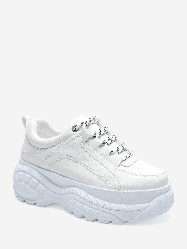 

Casual Lace Up Platform Dad Sneakers, White