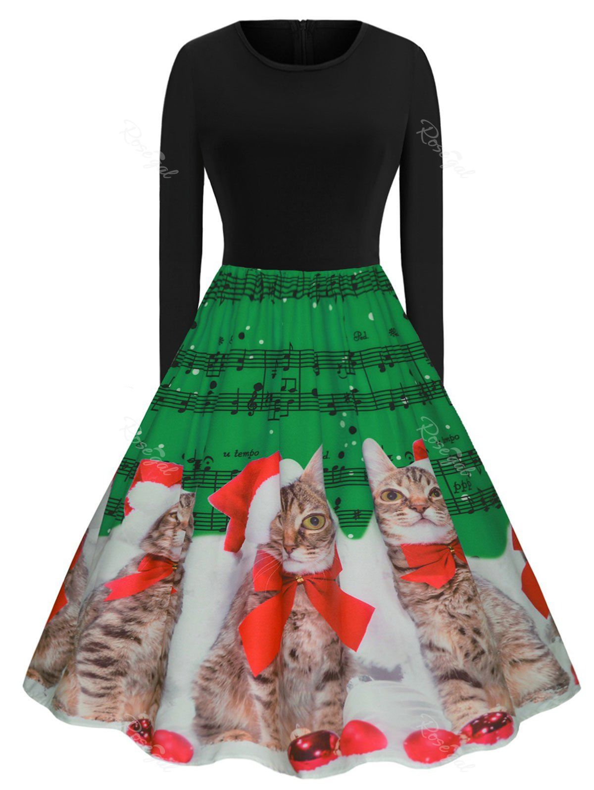

Plus Size Christmas Printed Vintage Party Dress, Medium spring green