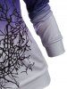 Halloween Convertible Collar Tree Print Sweatshirt -  
