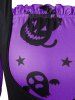 Robe d'Halloween Ligne A Vintage à Epaule Dénudée de Grande Taille avec Gilet en Couleur Unie - Fleur Violet L
