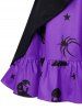 Robe d'Halloween Ligne A Vintage à Epaule Dénudée de Grande Taille avec Gilet en Couleur Unie - Fleur Violet 1X