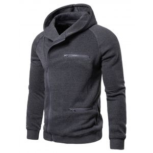 

Solid Color Zipper Decoration Casual Hoodie, Carbon gray