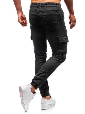 

Solid Color Pocket Design Jogger Pants, Black