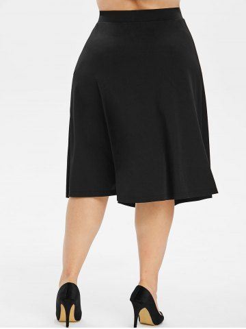 

Plus Size Lace Up Midi A Line Dress, Black