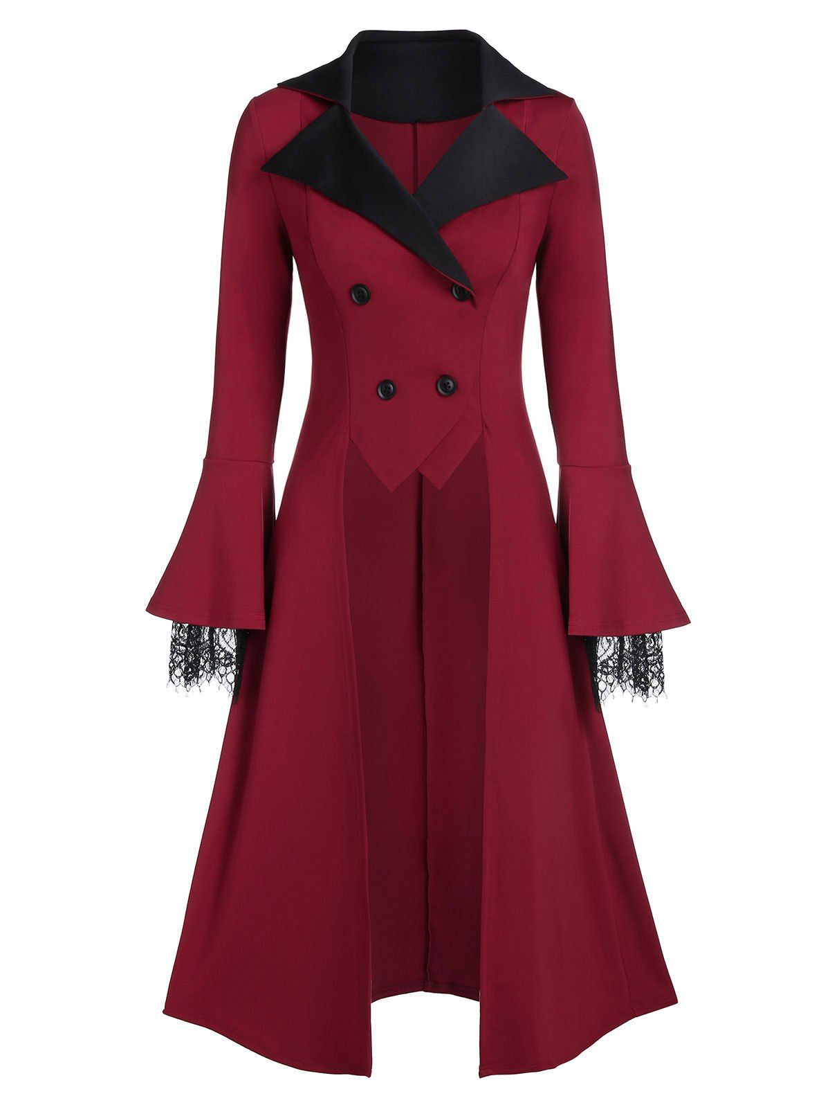 

Contrast Longline High Low Coat, Red wine