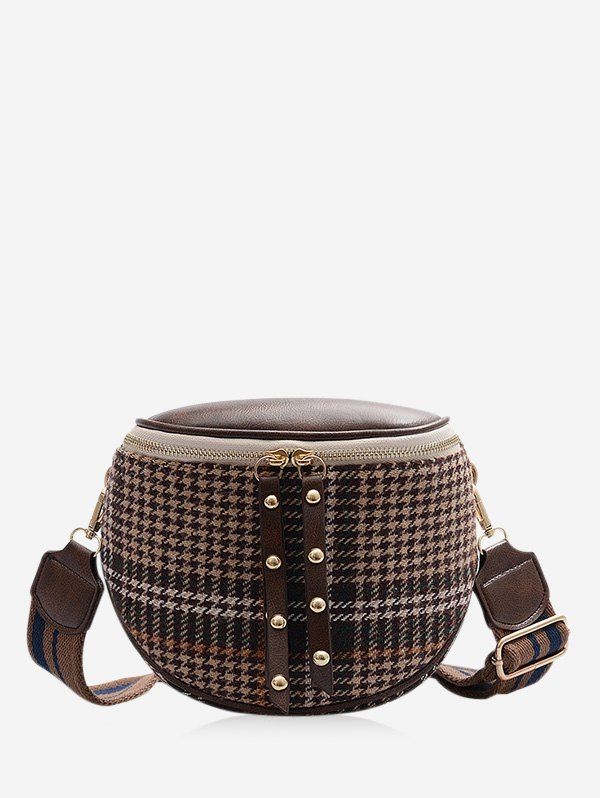 

Retro Houndstooth Single Shoulder Bag, Light brown