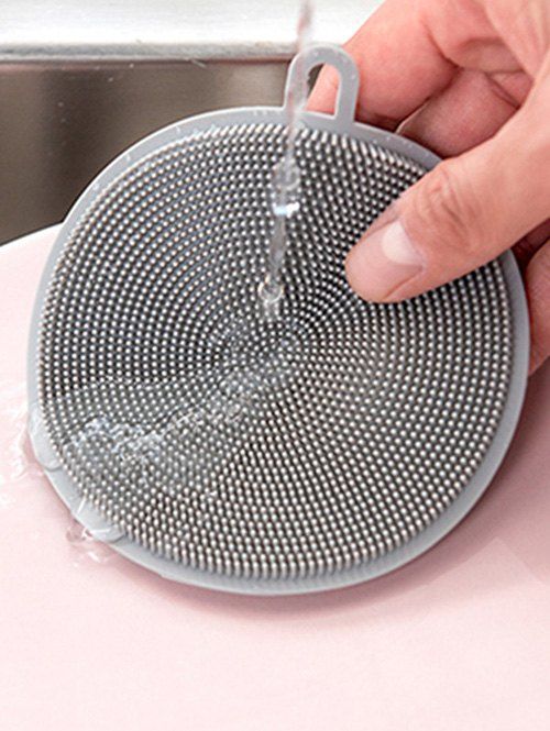 

Silica Gel Round Cleaning Brush, Gray