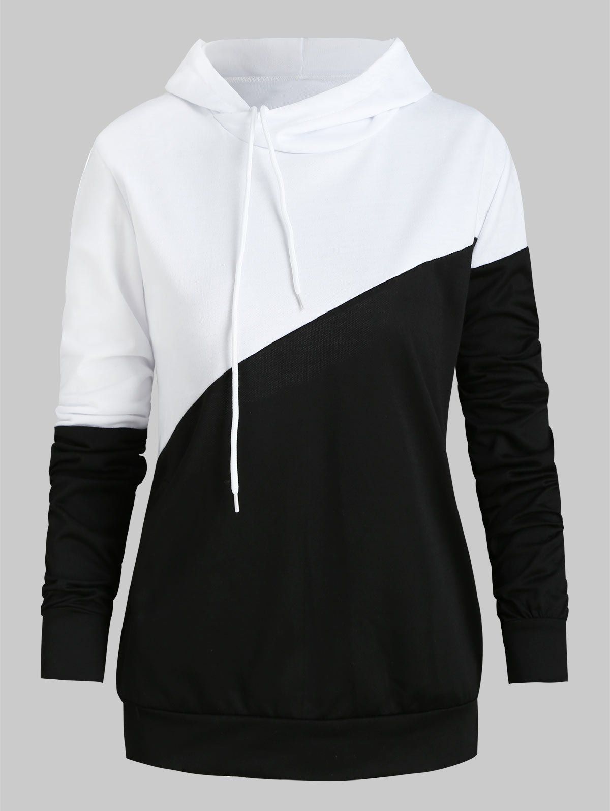 

Drawstring Two Tone Pockets Hoodie, Black