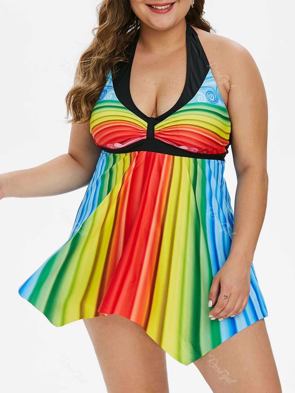 rainbow swimsuit plus size