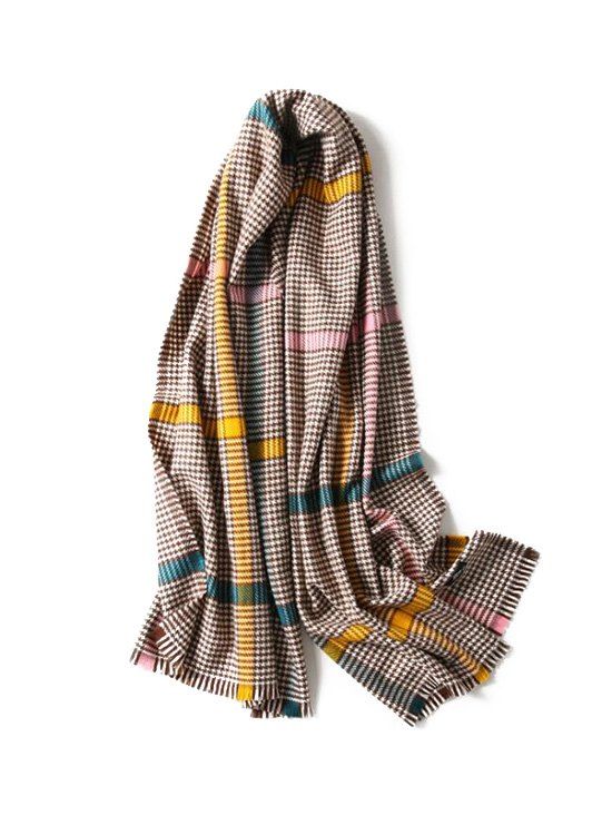

Chic Houndstooth Pattern Scarf, Khaki