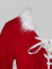 Robe Mi-Longue de Noël Haute Basse en Velours Grande Taille à Lacets - Rouge Rubis 2X