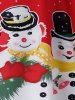 Plus Size A Line Christmas V Neck Snowman Print Dress -  