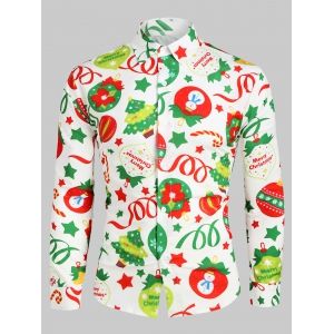 

Christmas Pattern Ball Star Candy Long Sleeve Button Shirt, Multi