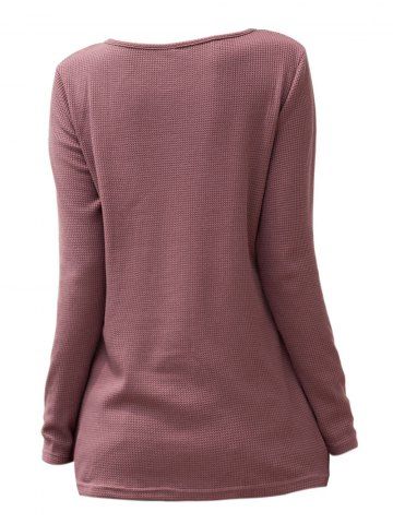 

Plus Size Front Knot Lace Panel Knit Top, Lipstick pink