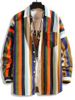 Chemise Boutonnée Rayée Colorée en Velours Côtelé avec Poches - Multi-A 2XL