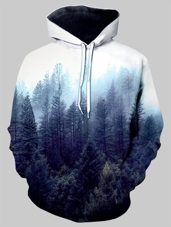 

Misty Forest Front Pocket Drawstring Hoodie, Multi