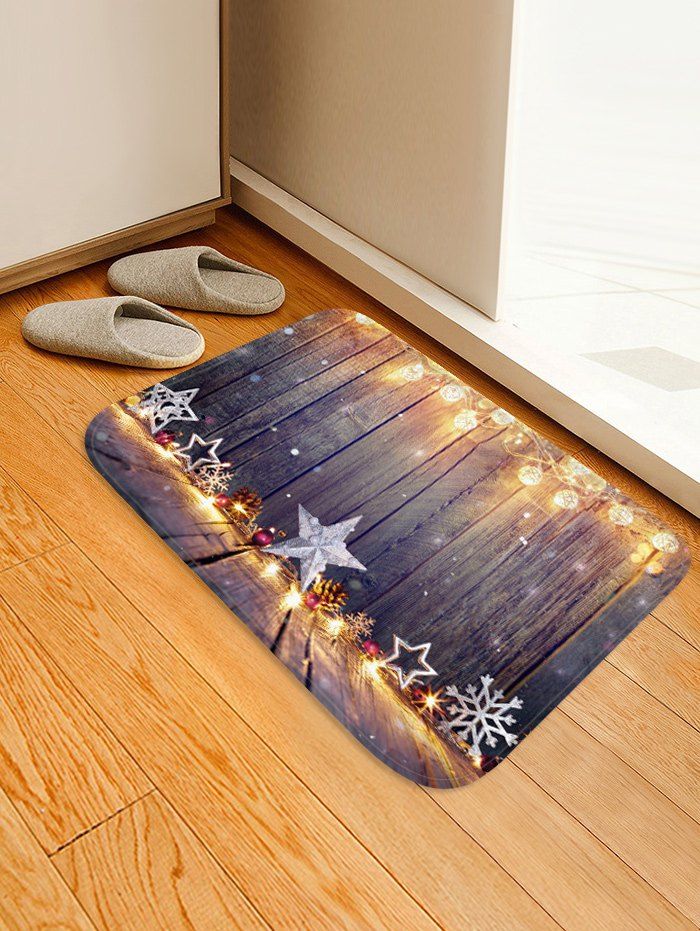 

Christmas Star Wooden Print Floor Rug, Multi-e