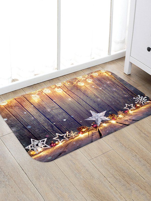 

Christmas Star Wooden Print Floor Rug, Multi-e
